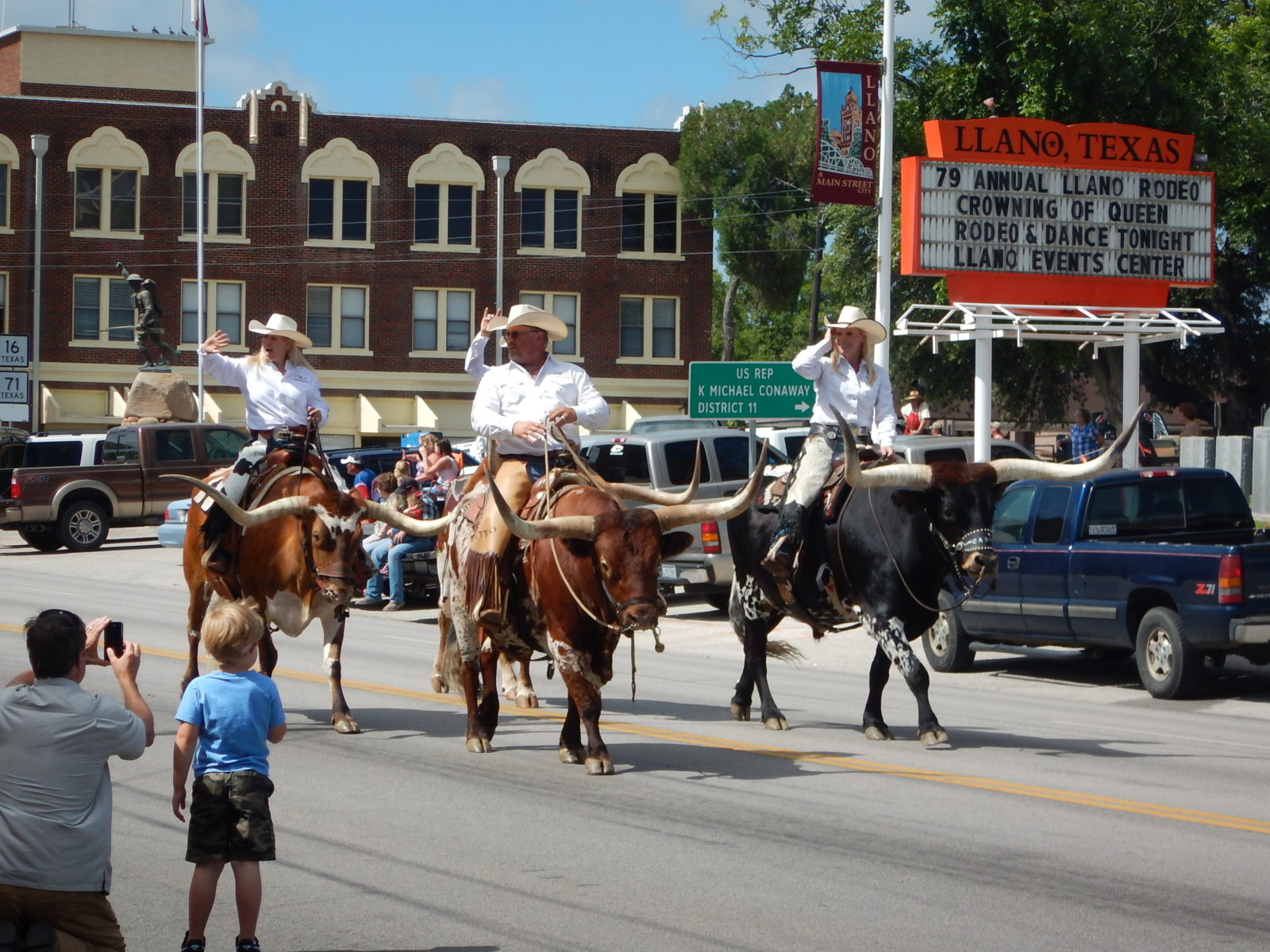 Longhorn and cowboys parade