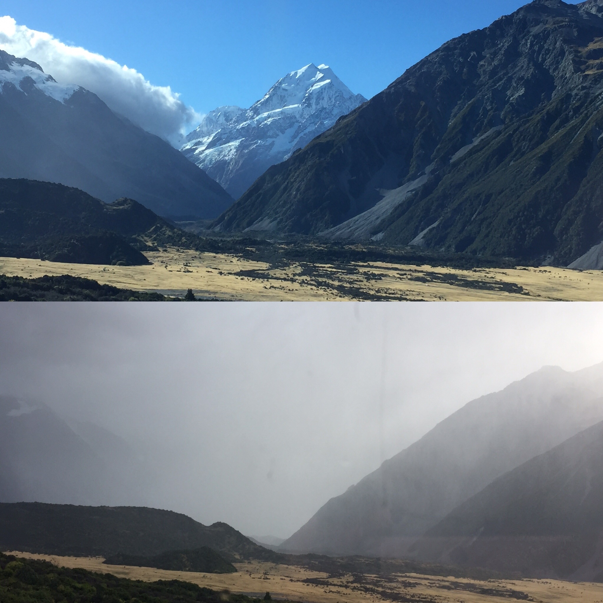 mountain in sun and clouds