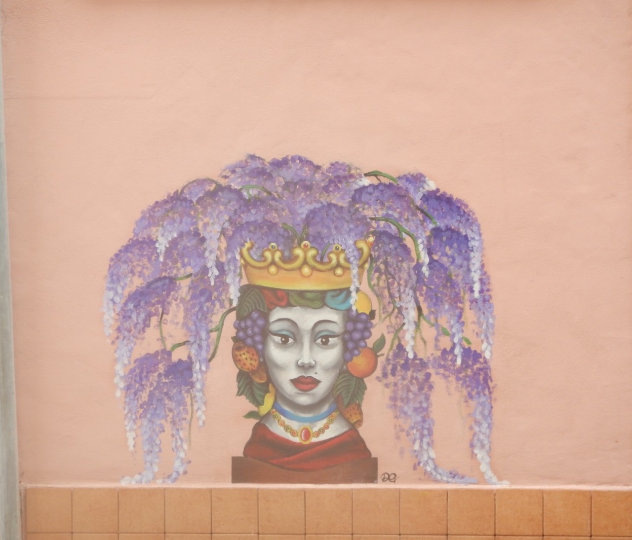 wall mural of lady with grapes