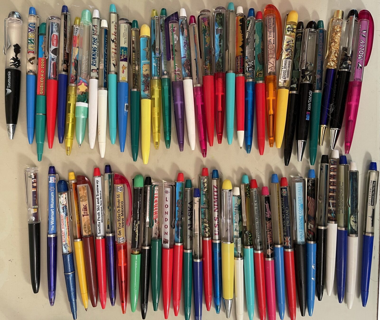 collection of pens with moving parts