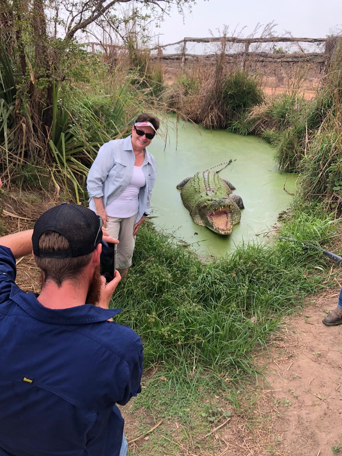 people with crocodile