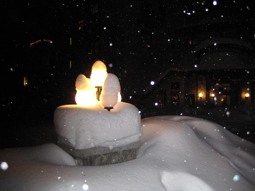 lights glowing under the snow