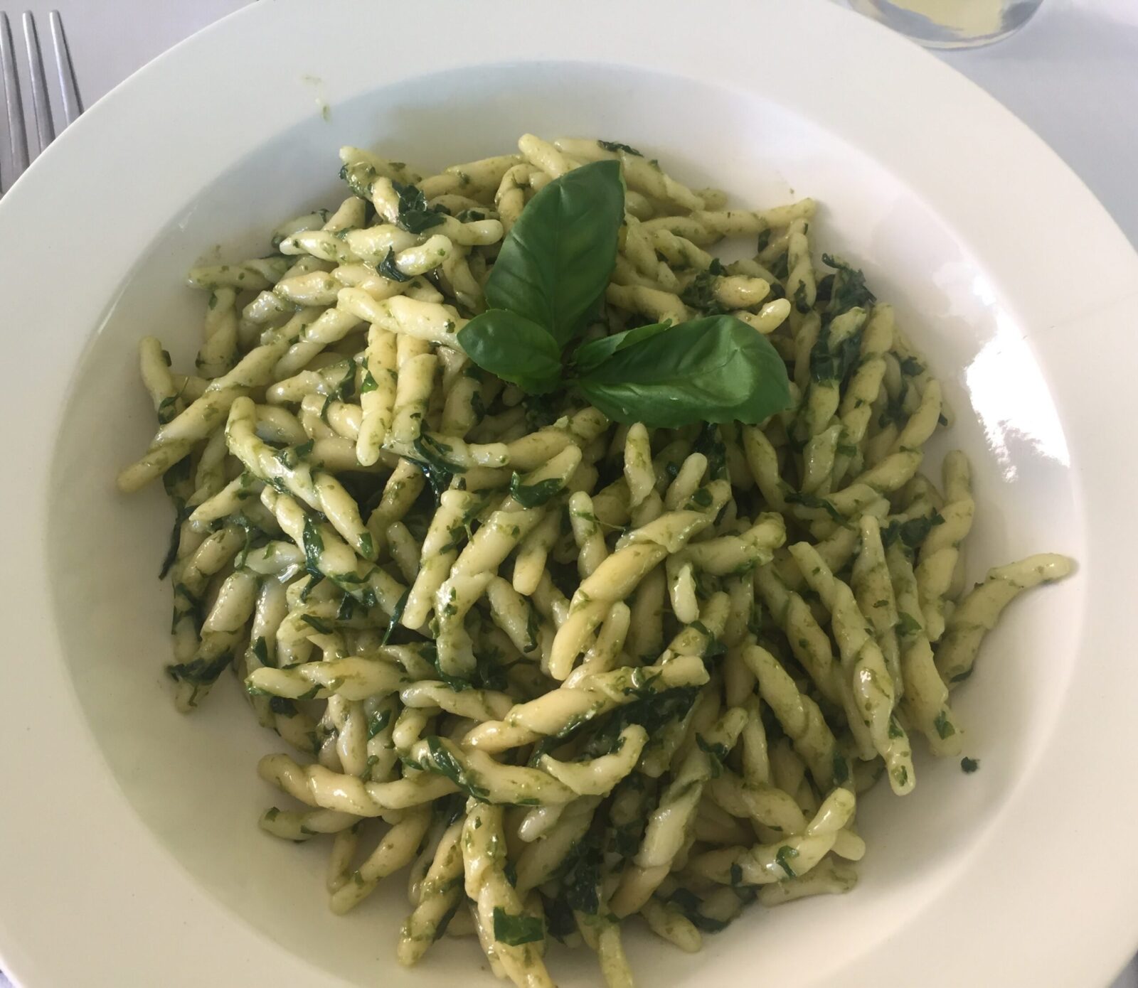 Italian pasta with pesto sauce