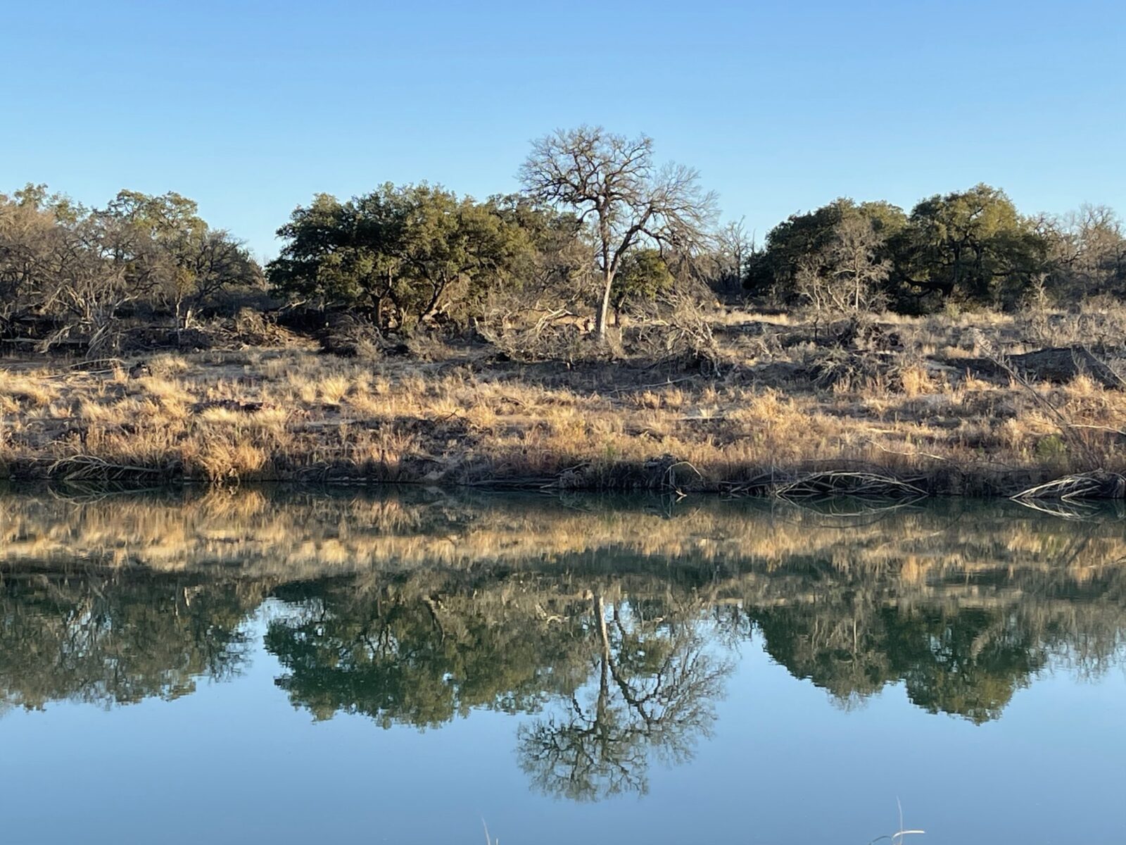 The river reflects the landscape