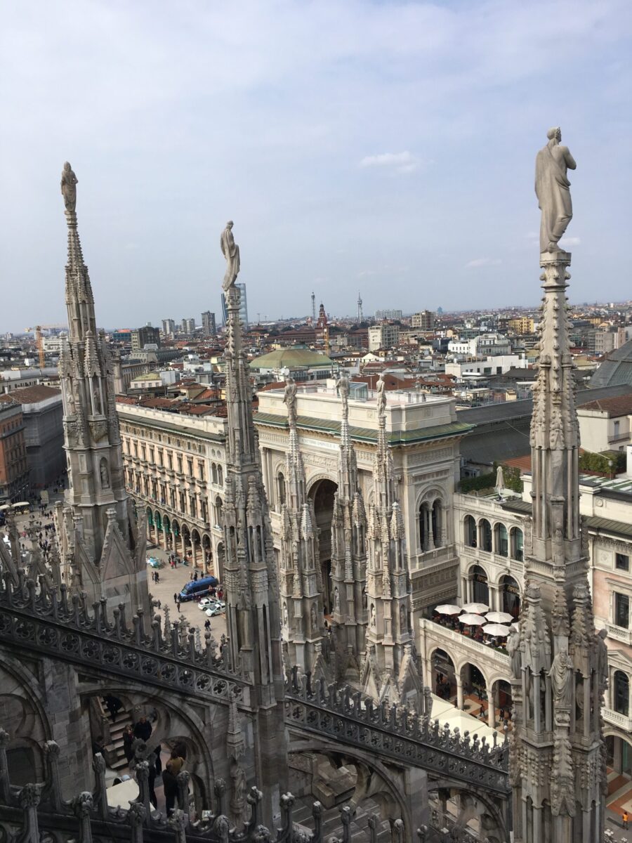 Statues high over Milan